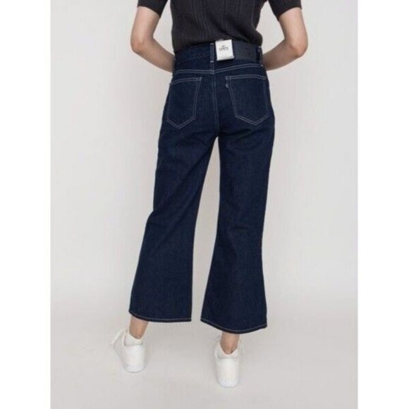 Levi's  Crop Flare Jeans 31 Dark Wash  Made in Japan Made and Crafted NEW - Picture 2 of 12
